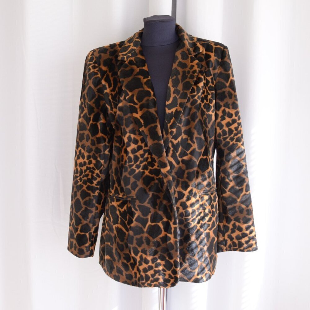Vintage Animal Print Faux Fur Leopard Cheetah Coat Jacket Sz L/XL - Picture 2 of 8